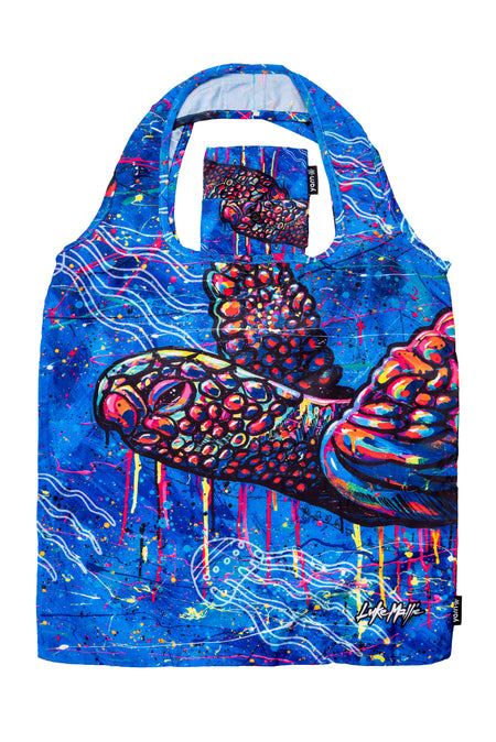 Luke Mallie Artist Collection rPET Reusable Fold-Up Shopping Bag (3 Pack) with Drawstring Bag