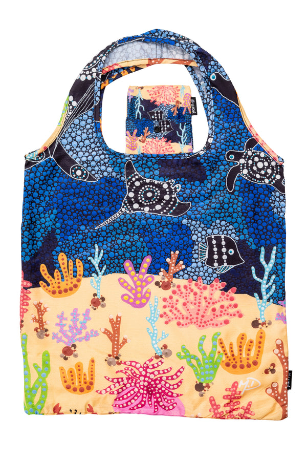 Mandy Draper Artist Collection rPET Reusable Fold-Up Shopping Bag (3 Pack) with Drawstring Bag