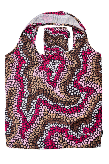 Eulalia Martin Artist Collection rPET Reusable Fold-Up Shopping Bag (3 Pack) with Drawstring Bag