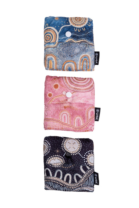 Amanda Hinkelmann Artist Collection rPET Reusable Fold-Up Shopping Bag (3 Pack) with Drawstring Bag