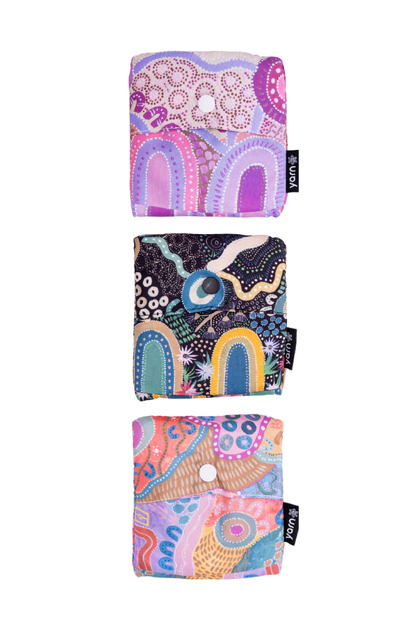 Caitlyn Davies-Plummer Artist Collection rPET Reusable Fold-Up Shopping Bag (3 Pack) with Drawstring Bag (No. 2)