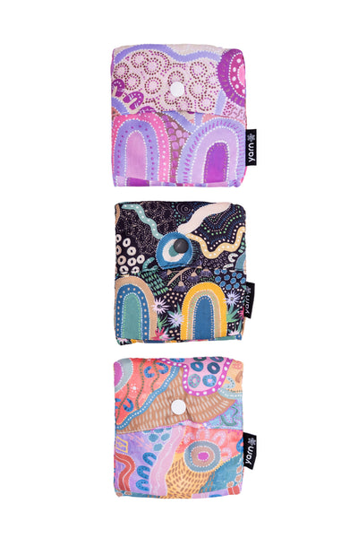 Caitlyn Davies-Plummer Artist Collection rPET Reusable Fold-Up Shopping Bag (3 Pack) with Drawstring Bag (No. 2)