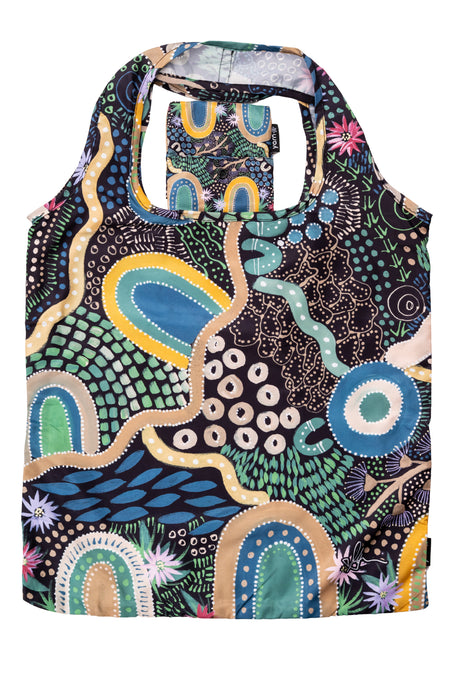 Caitlyn Davies-Plummer Artist Collection rPET Reusable Fold-Up Shopping Bag (3 Pack) with Drawstring Bag (No. 2)