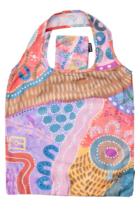 Caitlyn Davies-Plummer Artist Collection rPET Reusable Fold-Up Shopping Bag (3 Pack) with Drawstring Bag (No. 2)