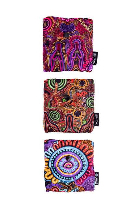 Alkina Edwards Artist Collection rPET Reusable Fold-Up Shopping Bag (3 Pack) with Drawstring Bag