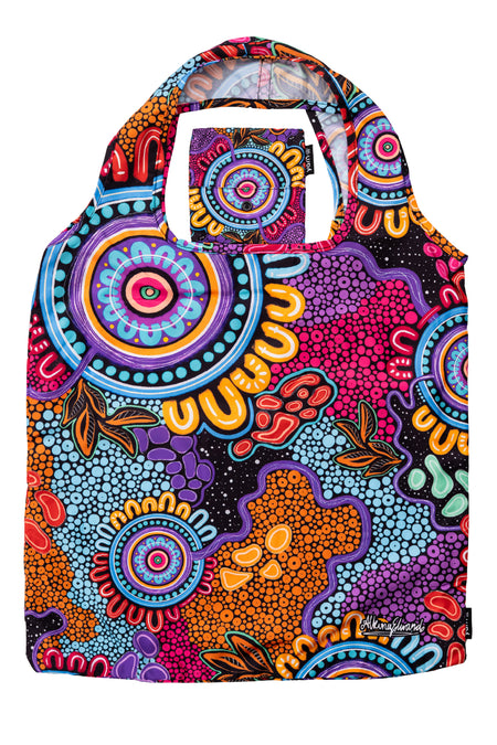 Alkina Edwards Artist Collection rPET Reusable Fold-Up Shopping Bag (3 Pack) with Drawstring Bag