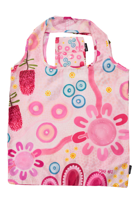 Caitlin Trindall Artist Collection rPET Reusable Fold-Up Shopping Bag (3 Pack) with Drawstring Bag