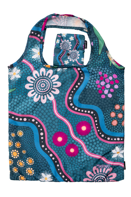 Caitlin Trindall Artist Collection rPET Reusable Fold-Up Shopping Bag (3 Pack) with Drawstring Bag