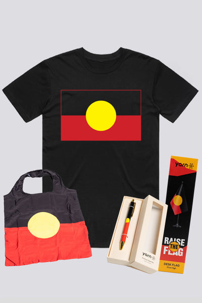"Raise The Flag" Aboriginal Flag T-Shirt Desk Bundle
