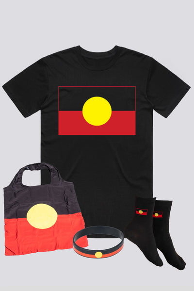 "Raise The Flag" Aboriginal Flag Women's T-Shirt Socks Bundle