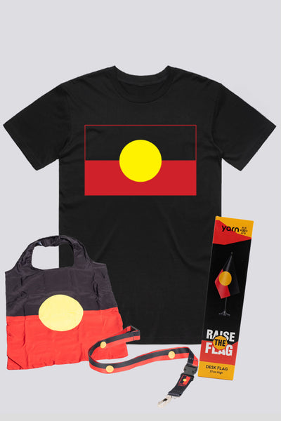 "Raise The Flag" Aboriginal Flag Unisex T-Shirt Lanyard Bundle