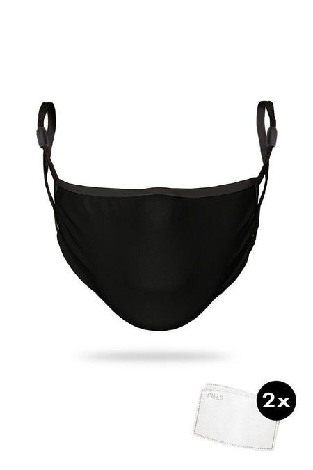 Black Combed Cotton Adults Adjustable 3 Layer Reusable Face Mask (including 2 Filters) - FREE GIFT