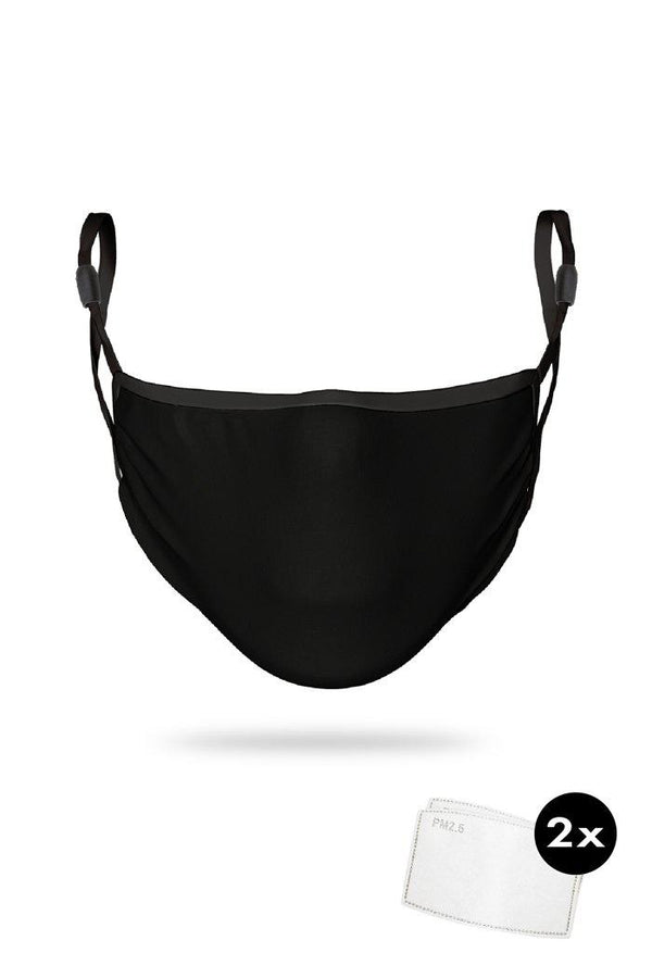 Black Combed Cotton Adults Adjustable 3 Layer Reusable Face Mask (including 2 Filters) - FREE GIFT