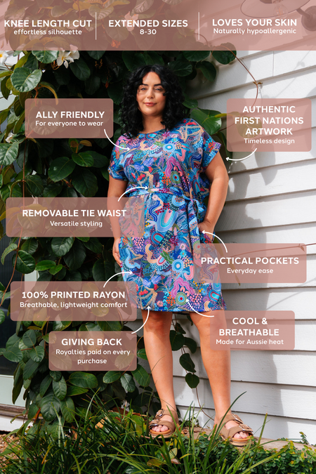 Dancing Leaves 100% Rayon Shift Dress
