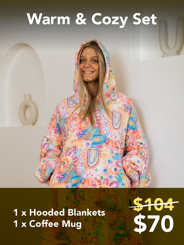 Hooded Blanket + Mug – $70