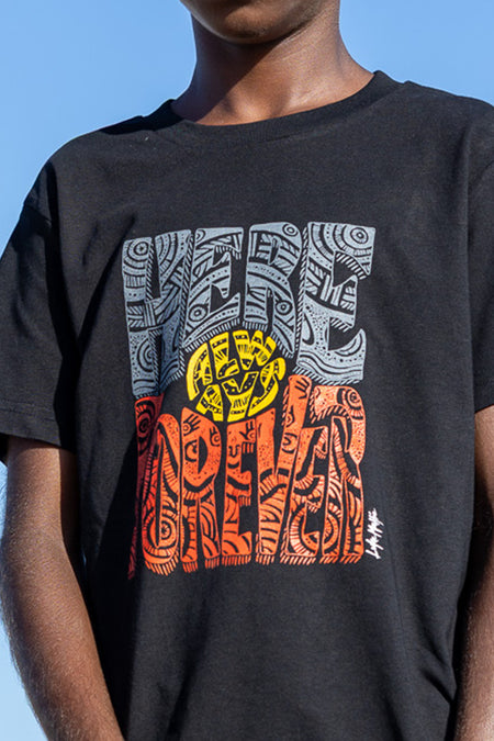 Here Always Forever Black Cotton Crew Neck Kids T-Shirt