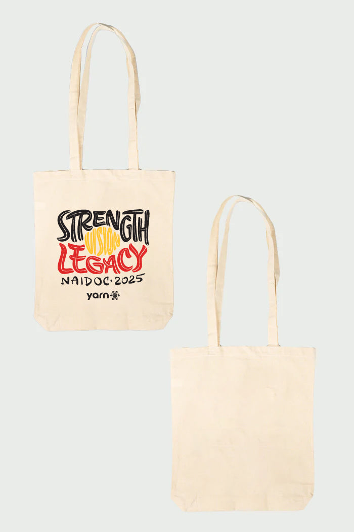 Strength, Vision & Legacy NAIDOC 2025 Natural Long Handle Cotton Tote Bag