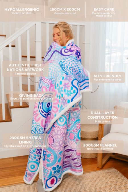 Calm Place Sherpa Throw Blanket (150cm x 200cm)