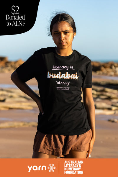 Budabai 'Strong' ALNF Black Cotton Crew Neck Kids T-Shirt