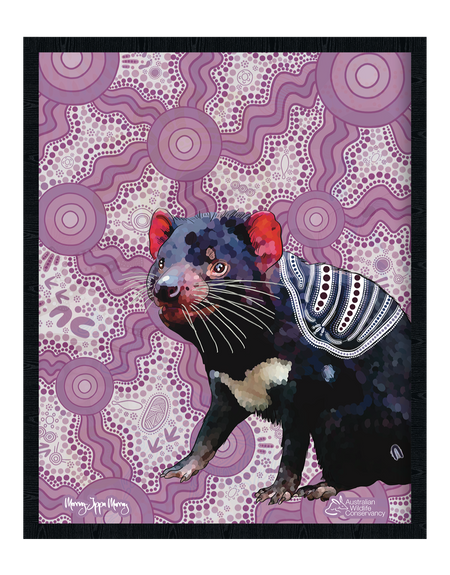 Tasmanian Devil 'Australian Wildlife Conservancy' Petrol Blue Cotton Crew Neck Unisex T-Shirt