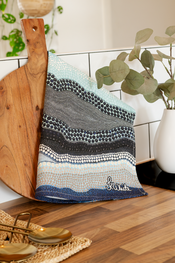 Garra-Goon (Ocean) (No. 2) Linen Blend Tea Towel (2 Pack)