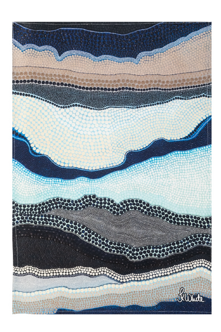 Garra-Goon (Ocean) (No. 2) Linen Blend Tea Towel (2 Pack)