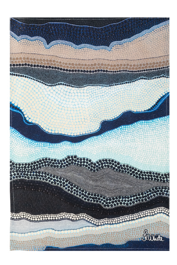 Garra-Goon (Ocean) (No. 2) Linen Blend Tea Towel (2 Pack)