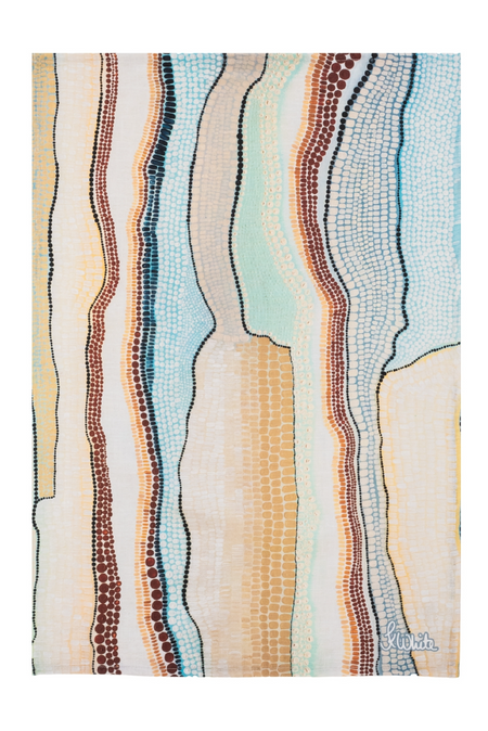 Garra-Goon (Ocean) Linen Blend Tea Towel (2 Pack)