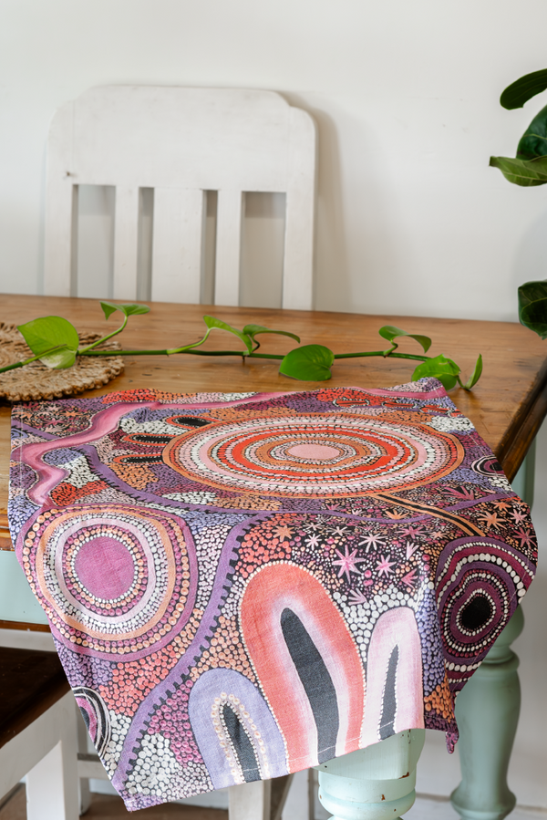 Pink Colours Linen Blend Tea Towel (2 Pack)