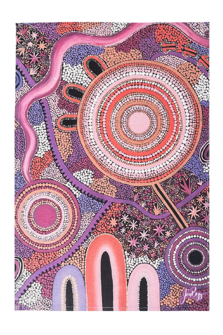 Pink Colours Linen Blend Tea Towel (2 Pack)