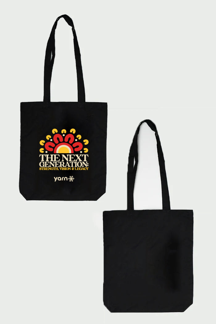 The Next Generation NAIDOC 2025 Black Long Handle Cotton Tote Bag