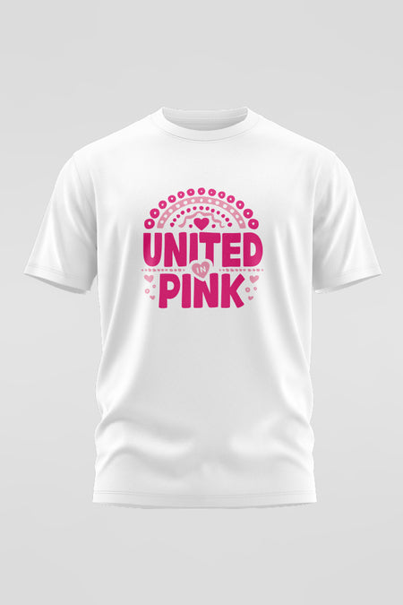 United In Pink White Cotton Crew Neck Kids T-Shirt
