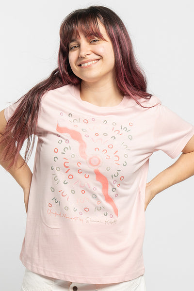 Unified Moments Pink Cotton Crew Neck Women’s T-Shirt