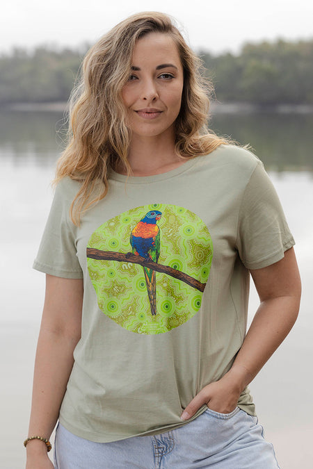 Lorikeet 'Australian Wildlife Conservancy' Pistachio Cotton Crew Neck Women's T-Shirt