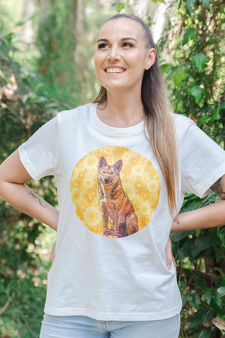 Dingo (Wilkarr) 'Australian Wildlife Conservancy' Natural Cotton Crew Neck Women's T-Shirt