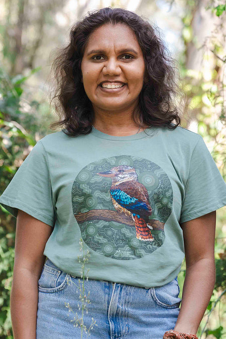 Kookaburra (Durdilapka) 'Australian Wildlife Conservancy' Sage Cotton Crew Neck Women's T-Shirt
