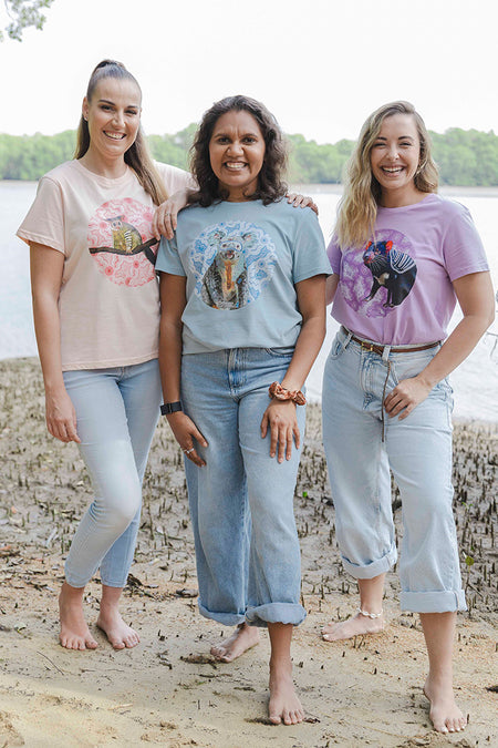 Koala (Gurrburr) 'Australian Wildlife Conservancy' Pale Blue Cotton Crew Neck Women's T-Shirt