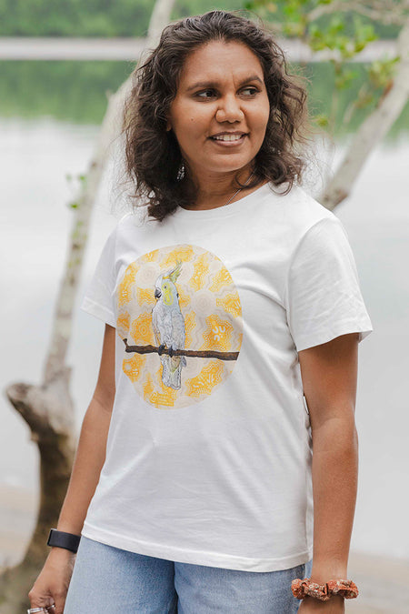 Cockatoo (Djarring) 'Australian Wildlife Conservancy' Natural Cotton Crew Neck Women's T-Shirt