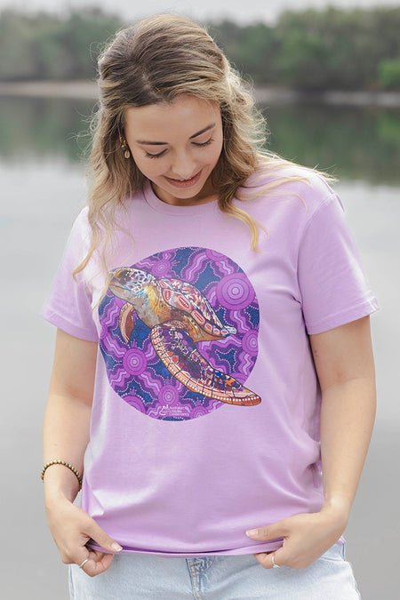Sea Turtle 'Australian Wildlife Conservancy' Lavender Cotton Crew Neck Women's T-Shirt