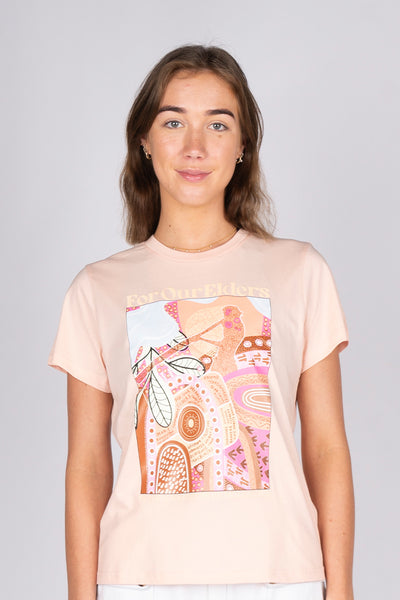 In Their Footsteps Pale Pink Cotton Crew Neck Women's T-Shirt