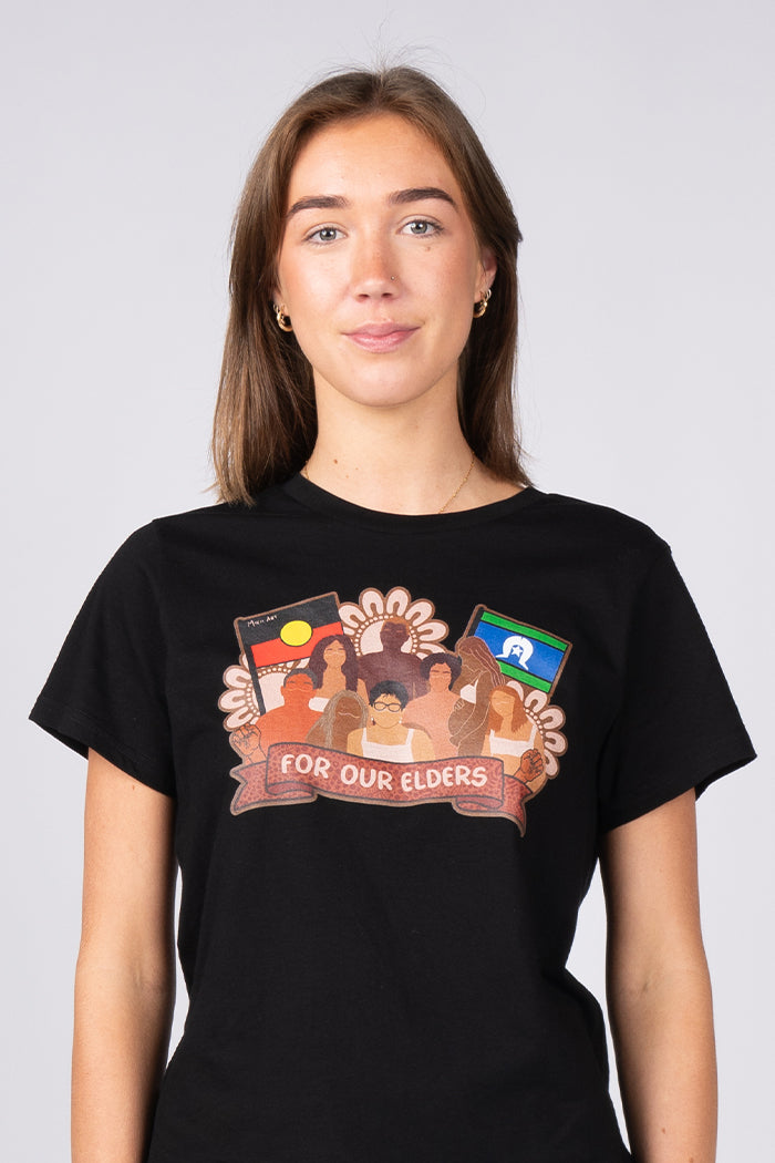 Rallying Together Black Cotton Crew Neck Women's T-Shirt