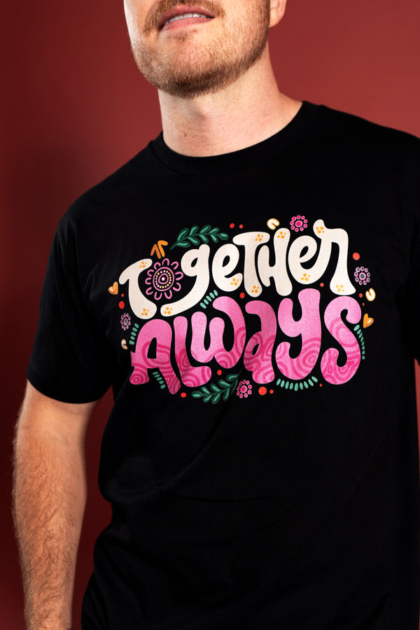 Together Always Black Cotton Crew Neck Unisex T-Shirt