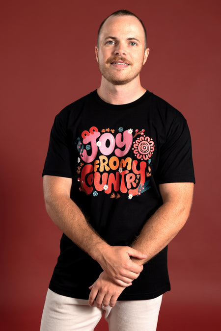 Joy From Country Black Cotton Crew Neck Unisex T-Shirt