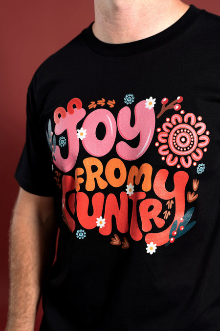 Joy From Country Black Cotton Crew Neck Unisex T-Shirt