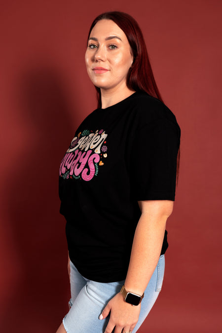 Together Always Black Cotton Crew Neck Women's T-Shirt