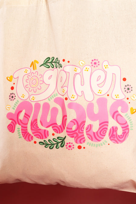 Together Always Natural Long Handle Cotton Tote Bag