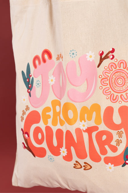 Joy From Country Natural Long Handle Cotton Tote Bag