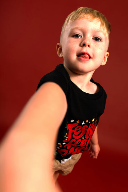 Joy From Country Black Cotton Crew Neck Kids T-Shirt