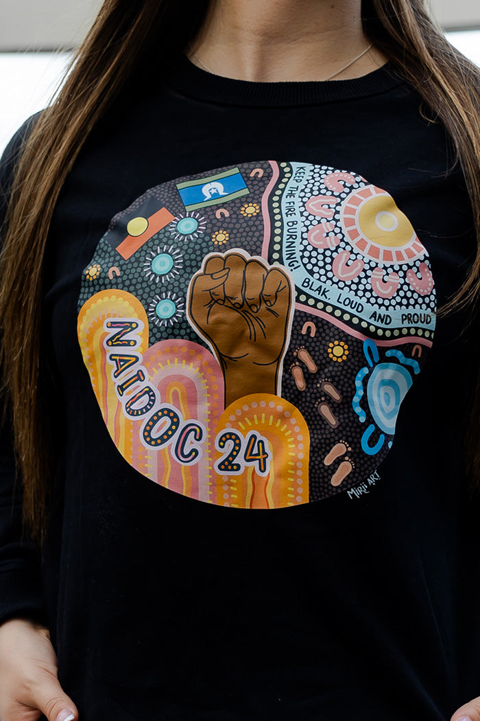 Celebrating NAIDOC 2024 Black Cotton Blend Crew Neck Women's Sweatshirt