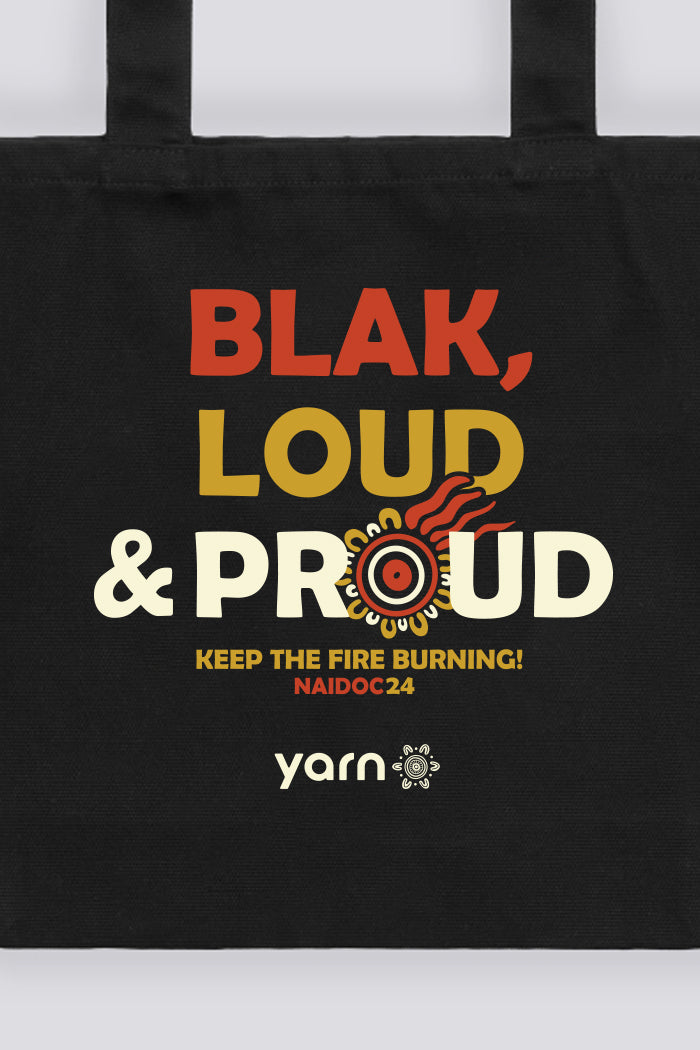 Blak, Loud & Proud NAIDOC 2024 Black Cotton Canvas Tote Bag